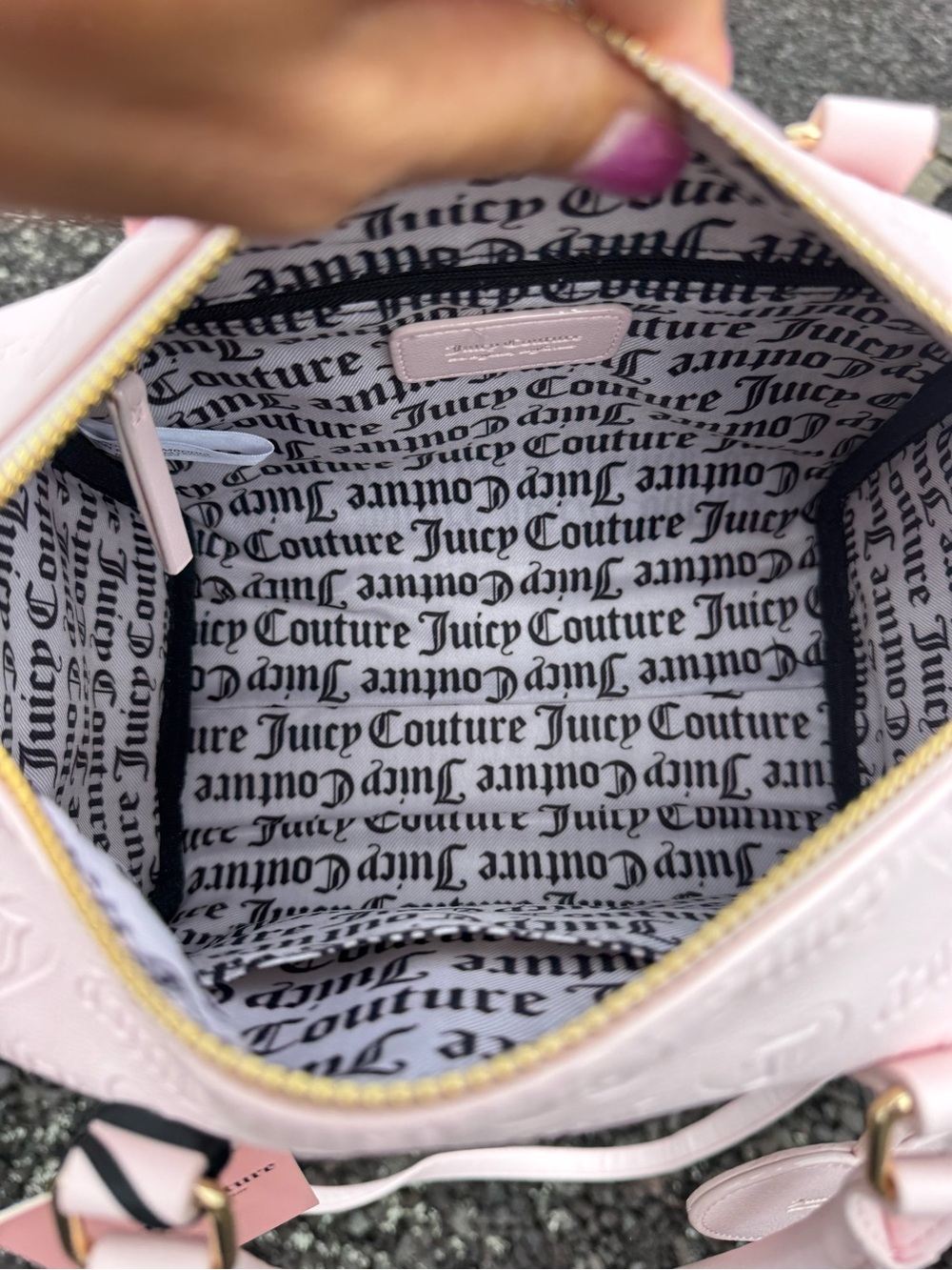 Juicy Couture NWT Powder Blush Satchel Pink Embossed Heart Bag retail $99 - Picture 10 of 12